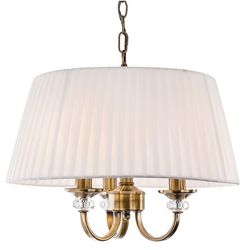 Firstlight Lighting Langham 3 Lys Multi Arm Loft Vedhæng Antikke Messing, Plisseret Cream Shades, E14