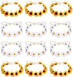 Baicccf 6-12kpl käsintehtyjä päivänkakkaroita auringonkukan pääpanta Boho kukkaseppele morsiamen päähine 60-luvulle 70-luvun pukeutuminen Hippijuhl...