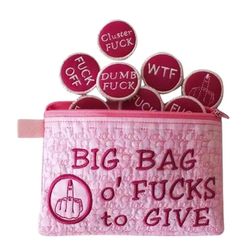 Iso pussi f-cks antaa vetoketjupussille hauska uutuus kannettava säilytyspussi Suuri gag-lahja Vaaleanpunainen