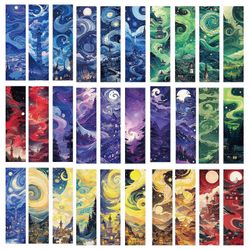 30 kpl öljymaalaus teema kirjanmerkit lahja kirjan ystävälle kirjoittaja, paperin lukeminen kirjanmerkit kirjan sivuteline lukemiseen Monivärinen