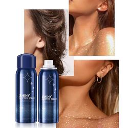 Shiny Glitter Spray 60ml Silver Glitter Hairspray för kvinnor Glitter Powder Makeup Spray Hår Och Body Glitter Spray