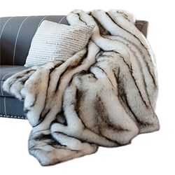 Handuo Super blød fuzzy faux pels smide tæpper, fluffy plys hyggeligt med Sherpa Sort spids på hvid
