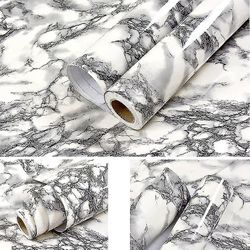 Hmwyv Hmwy-self Adhesive Vaskbar Marmor Vinyl Tapet Roll til møbler og indretning (5m X 40cm)(sort og