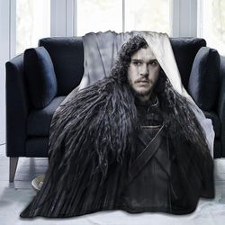 Kit Harington Jon Snow Pehmeät ja mukavat lämpimät fleecepeitot Rantaviltti Piknikviltit Heittopeitot -T465 60x50in 150x125cm