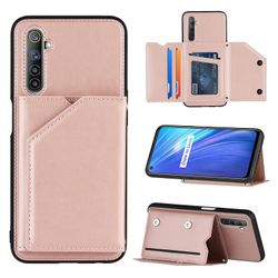 Gangxun Sag For Realme 6 Vintage Cuir Cover Læder sag Kofanger - Rose