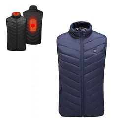 Lauwodun Electric Vest To zoner Intelligent Opvarmning Mænd og kvinder Opvarmning Tøj Konstant Temperatur Full Body Undershirt - Blå 8XL