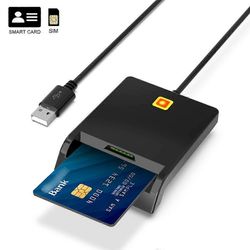 Rcoketek CR301 Smart CAC -kortinlukija USB 2.0 pankkikortti SIM-kortin veronlukija (musta)