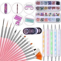 Suren Nail Art Tool Sæt Nail Art Paint Pen Point Drill Pen Nail File Rhinestone smykker 10-delt Sæt