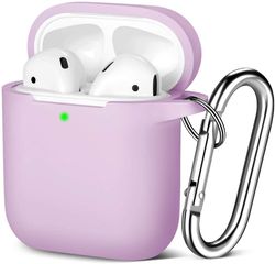 AIR Beskyttende stødsikkert cover med karabinhage Kompatibel med Airpods etui 2 1 Lavendel