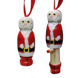 Hauska joulupukkiriipus, joulukoristeet, joulukuusikoristeet, hauska puinen seisova joulupukki, henkilökohtaiset joulukoristeet