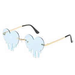 Liltop Unisex Fashion Heart Solbriller Sjov Fest Rimless Shades Førerbriller Blå