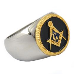 Bricks Masons Master masonic ring firkantet og kompas frimurerisk rustfrit stål ring Sølv 9
