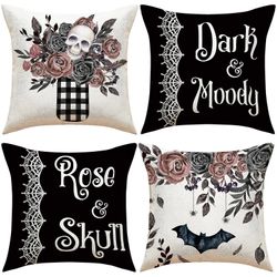 4pc Halloween Print Putevar Lin Sofa Pute Cover Hjem Innredning Pute Cover Familie Putevar