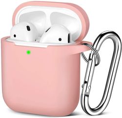 AIR Beskyttende stødsikkert cover med karabinhage Kompatibel med Airpods etui 2 1 LightPink