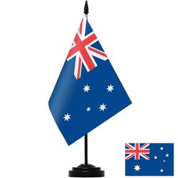 Australian lippu, toimistopöytä, lipputeline, pöytälippukoristeet, sisätiloissa yksinapainen lipputeline, kokoushuoneen sisustus, QQZ12; musta