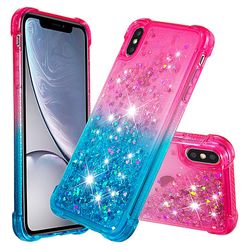 kompatibel med iphone X / Xs tilfelle gradient quicksand gradient quicksand myk tpu støtfanger putetrekk - rosa og blå