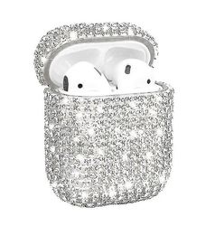 Beskyttende deksel til Airpods, PC-belagt skall + Rhinestones hud, Bling Glitter-deksel, ripesikker og fallsikker