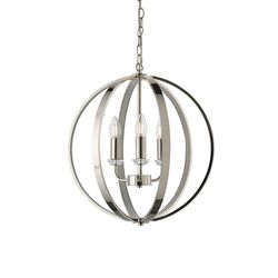 Endon Collection Lighting Ritz 3 Light Wire Loft vedhæng Bright Nikkel &Klar facetteret akryl, E14