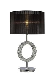 Inspired Lighting Firenze Rundt bordlampe med sort skygge 1 lyspoleret krom, krystal