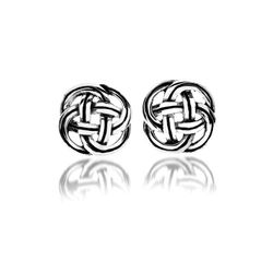 Sea Gems Sterling Sølv Stud Øreringe - Celtic Knot + Lines Detail Round