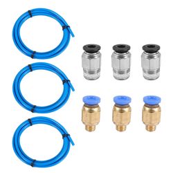 PTFE-putki Ptfe Blue Tubing (1,5 metriä) 3 kpl PC4-M6-liittimillä ja 3 kpl Pc4-M10 urosputkilla sininen