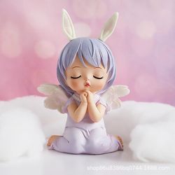 Ceyue Creative Resin Crafts Home Fantasy Girl's Heart Room Dekoration Gave Annie Baby Cake Car Ornament blå small