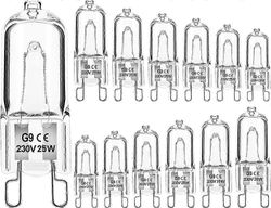 12 kpl pakkaus G9 kirkas halogeenikapseli himmennettävä lamppu 25W 230V lämmin valkoinen uuniin, mikroaaltouuniin, liesiin, kattovalaisimiin [energ...