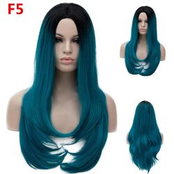 Ruili Europæiske og amerikanske Fashion Hair Split Big Paryk Paryk Inner Long Straight Hair Christmas Hot Salg Cos Hair Lake blå