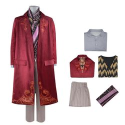 2024 Uudet lapset Aikuinen Willy ja suklaatehdas Willy Cosplay Wonka -puku täysi puku Viisiosainen puku 120cm