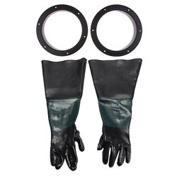 Sofirn 1 par robuste 60 cm handsker med 2 handskeholdere til sandblæsningskabe grøn/sort