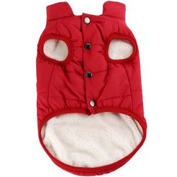 Varychmoo Pet Hund Fleece Vest Vinter Varmt tøj Jakke Hvalp Polstret Coat Vin rød S