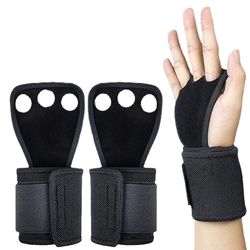 Gym Vægtløftning Handsker 3 huller Cowhide Læder Håndgreb Kunstnerisk Gymnastik Crossfit Grip Pull-ups Forhindre Hånd vabler Rip M