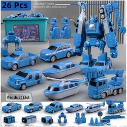 Magnetic Transform Engineering autoon kootut lelut Sininen