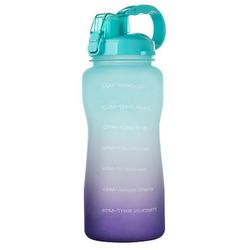 Lauwodun 2.2l Gradient Color Høj temperatur resistente Plastic Cup Straw Bounce Fitness Udendørs Sport Stor kapacitet Vandflaske grøn til lilla