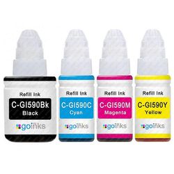 Go Inks Go Musteet Yhteensopiva G-590 täyttömustepullosarja, 4 kpl, BK/C/M/Y Canon G1500 G1501 G1510 G2500 G2501 G2510 G3500 G3501 G3510 G4500 G451...