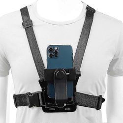 Matkapuhelimen rintaan kiinnitettävä valjaiden hihnapidike iPhone Samsung GoProlle