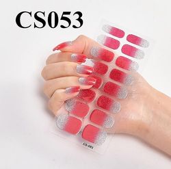 16 stykker / ark Fuld dækning indpakket neglelak sticker strimler Nail Art Dekoration Solid Color CSO53 3pcs