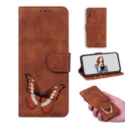 Etui til Huawei Y8p Butterfly Cover Premium Læder Magnetisk- Pink Brown