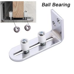 Stål stald Dør Gulv guide Krom Justerbar vægbeslag Dobbelt hjul rulle Fastgørelse Gulv hardware Ultra glat Anti Swinging