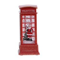 Hopeup joulu hehkuva puhelinkoppi valoisa punainen muodonmuutos juhlava rekvisiitta puhelinkoppi työpöydän koristeet jouluksi Santa Claus