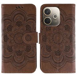 Oppo A5 Pro 5G (Globaali) Kotelo PU Nahka Mandala Painettu Design Lompakko Puhelimen Kansi Ruskea Brown