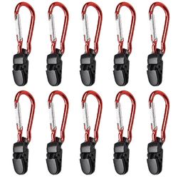 10pcs Tarp Markise Clamp Clips Telt Snaps bøjler Camping Telt Stram Lock Grip Clamp med karabinhager til udendørs Camping Farming Garden