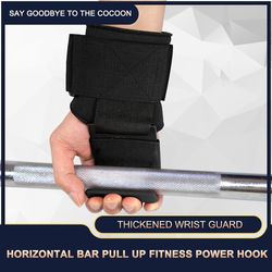 1pc Anti-skli vektløfting pull-ups Håndleddsbeskyttelse Hook Fitness Dumbbell Barbell Bodybuilding Training Support Grip hansker svart