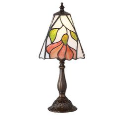 Interiors 1900 Lighting Botanica 1 lys lille bordlampe Mørk bronze, Tiffany Glas, E14