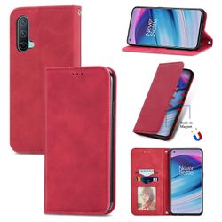 Gangxun Sag For Oneplus Nord Ce 5g Magnetisk Lukning Læder Tegnebog Cover Housse Etui Shockproof - Rød