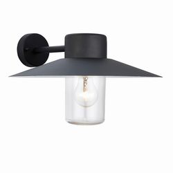Endon Collection Lighting Fenwick 1 Lys Udendørs Fisherman Dome Wall Light Clear Glass, Sort Maling IP44, E27