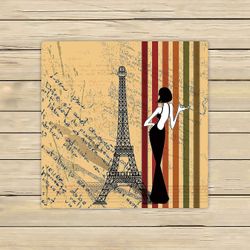 Retro Grunge Eiffel Tower Seksikäs Pariisi Nainen Käsi pyyhe Rantapyyhkeet Kylpy Suihku Pyyhe Kylpy Wrap 33x33 cm