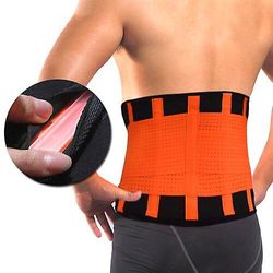 Le Contente Ventilerande midja Tränare Korsett Bantning Bälte Ortopedisk Brace Body Shaper Bastu Trimmer Orange L