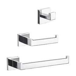 Rustfrit stål badeværelse tilbehør sæt, håndklæde rack og toiletrulle Holdermirror Sølv