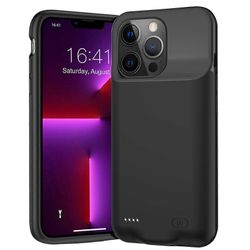 Akkukotelo iPhone 13 Pro 7000mAh ohuelle suojaavalle latauskotelolle, joka on yhteensopiva 6,1 tuuman iPhone 13 Pron kanssa musta